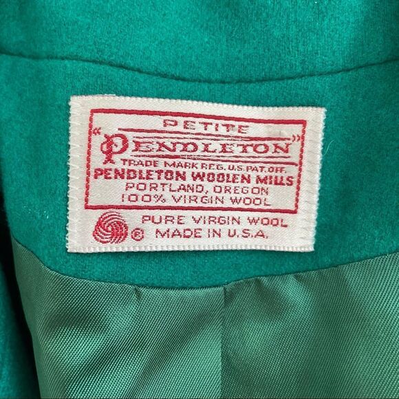 Vintage Pendleton Green Wool Blazer Single Button 16 Petite M L - Picture 4 of 9